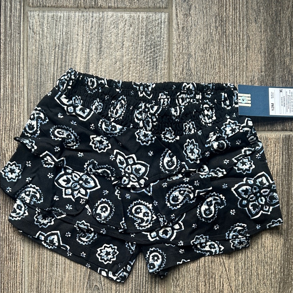 Kids Black and White Patterned Shorts